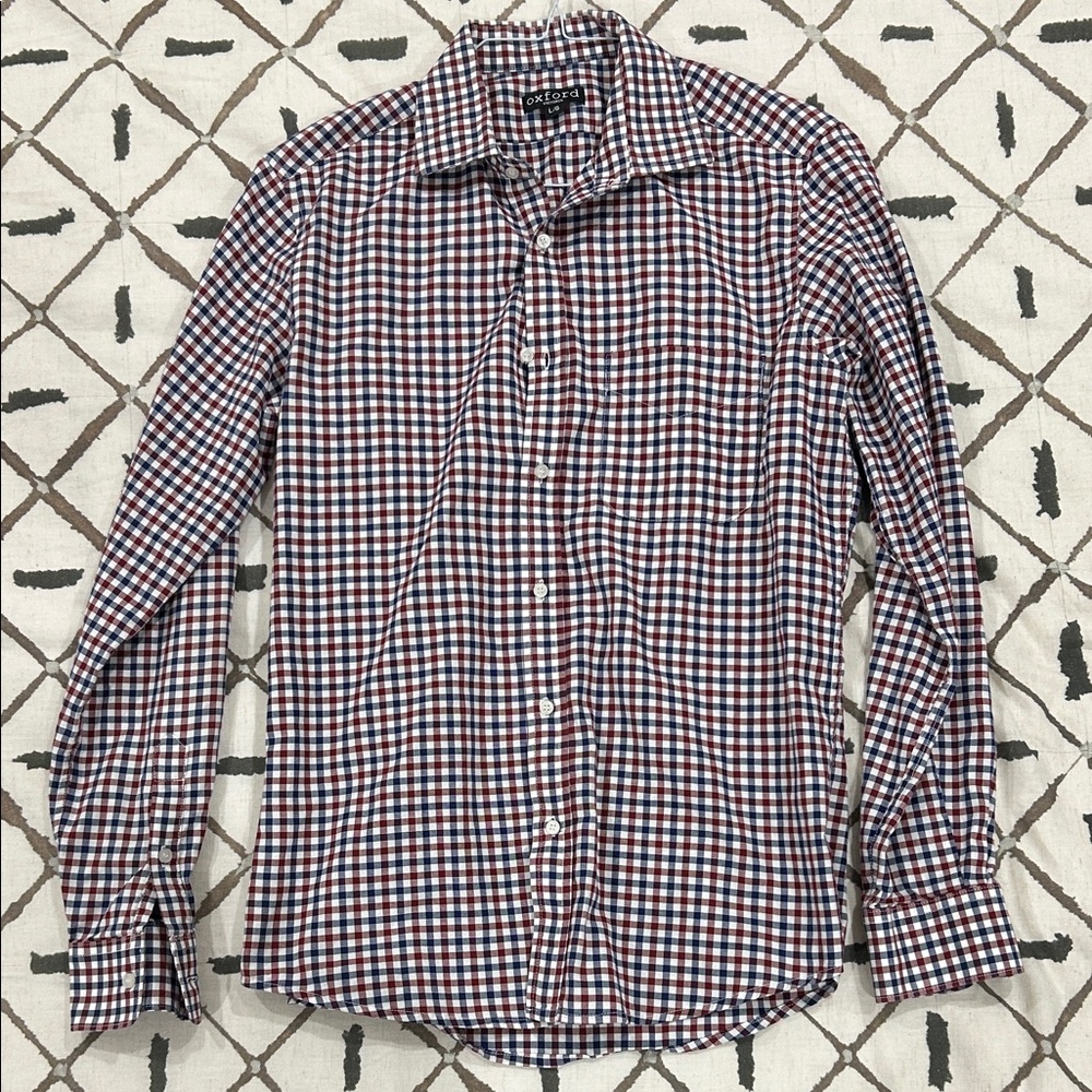Oxford Red, White, and Blue Checkered Shirt